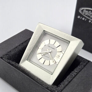 Tokyo Bay TokyoBay Mini TV Clock for Desk or Table Top - NIB - White & Silver